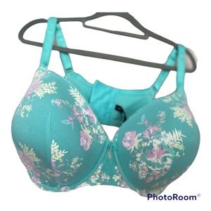 Torrid Curve lightly lined underwire full coverage bra 44F (DDD) floral teal